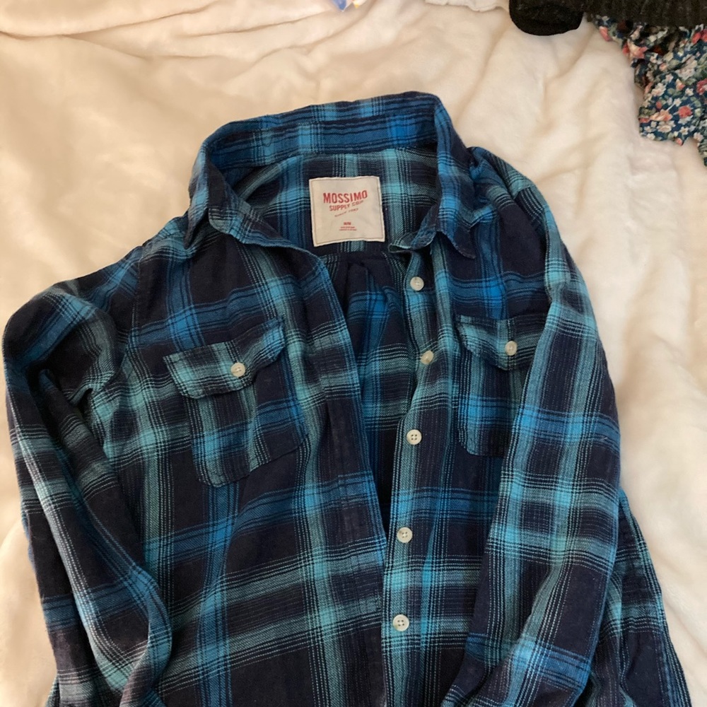 Blue target flannel button up